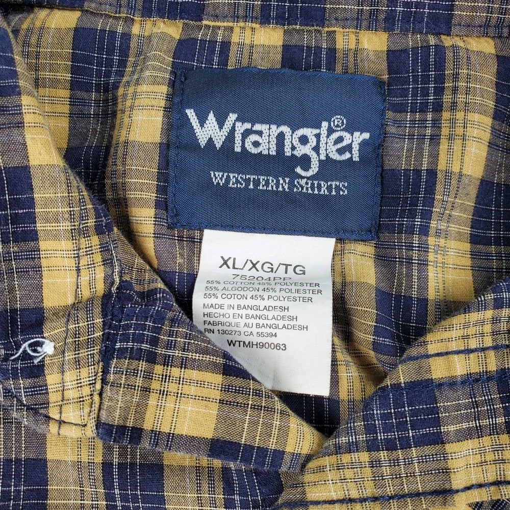 Wrangler Western Shirt Plaid Long Sleeve Pearl‎ Snap Front Mens XL